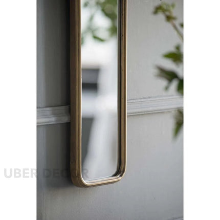 SlimLine Capsule Shaped Slim Metal Frame Full Length Standing Mirror for Bedroom, Hotel room or Living Room