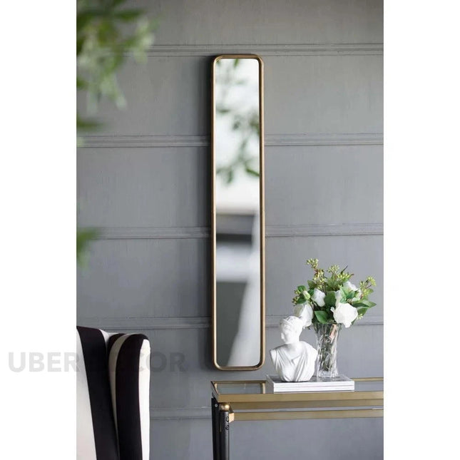 SlimLine Capsule Shaped Slim Metal Frame Full Length Standing Mirror for Bedroom, Hotel room or Living Room