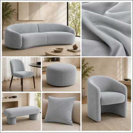 BELLA - Upholstery Fabric- Silver Mist