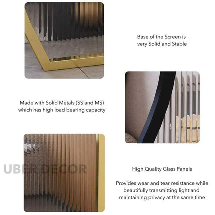 ELORE Glass And Stainless Steel Geometric Room Divider Floor To Ceiling Partition For Dining Area Living Room And Passage