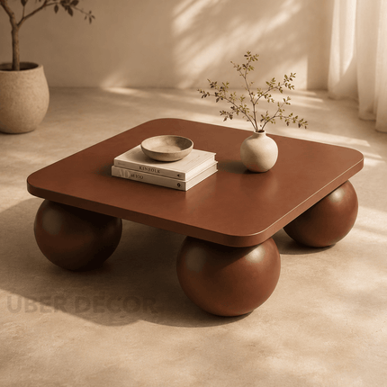 Zambezi Coffee Table Modern Contemporary Sculptural Designer Center Table Custom Finish Sphere Base Statement Table for Artistic Living Space