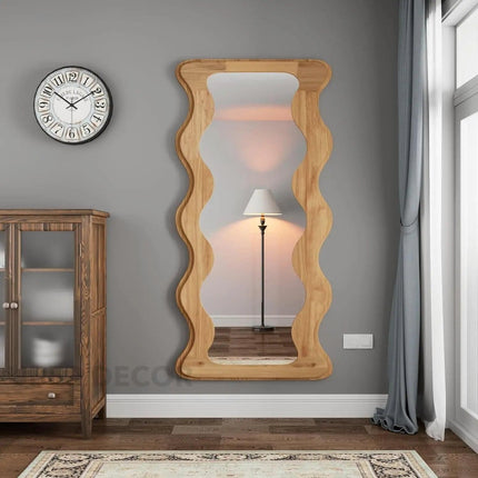 Woodland Wave Full Length Wooden Floor Mirror- Asymmetric Irregular Shaped Mirror
