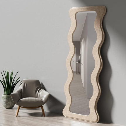 Woodland Wave Full Length Wooden Floor Mirror- Asymmetric Irregular Shaped Mirror