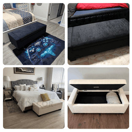 Marlow Rectangular Storage Bench with Hinged Lid for Modern Living Room & Bedroom Organizer for Seating, Footrest & Hidden Storage