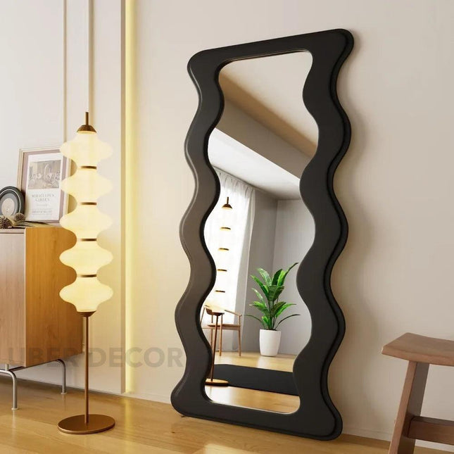 Woodland Wave Full Length Wooden Floor Mirror- Asymmetric Irregular Shaped Mirror
