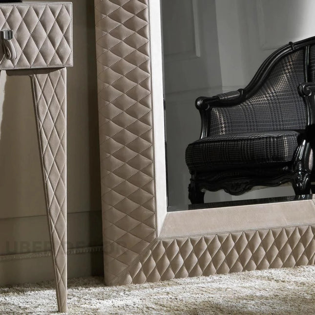 Cambridge Classic Tufted Full-Length Rectangular Upholstered Bedroom Mirror- Luxury Mirror