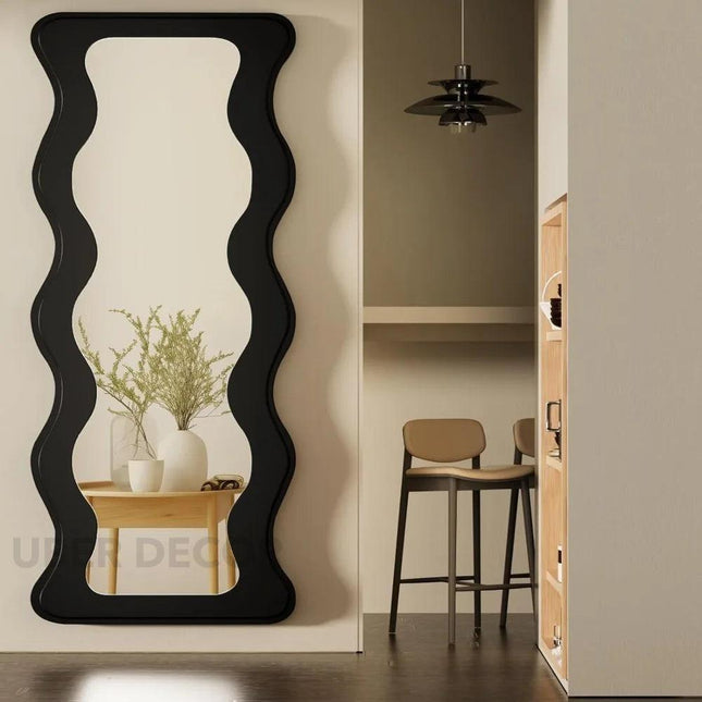 Woodland Wave Full Length Wooden Floor Mirror- Asymmetric Irregular Shaped Mirror