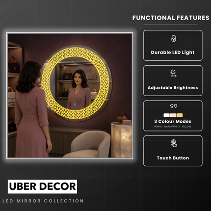 Lustrova front or back lit led  mirror- 3-colour touch button led frameless bathroom vanity mirror