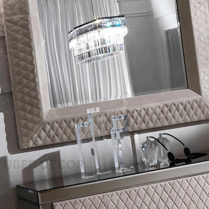 Cambridge Classic Tufted Full-Length Square Upholstered Bedroom Mirror- Luxury Mirror