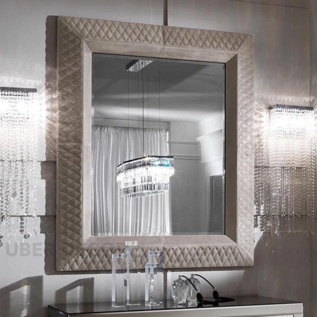 Cambridge Classic Tufted Full-Length Square Upholstered Bedroom Mirror- Luxury Mirror