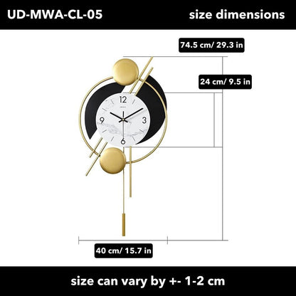 Ephemera Ougwa Luxury Gold and Black Round Metal Wall Clock