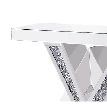 Nova Spark - Crossed V Shaped Modern Luxury Crystal Mirrored Console Table for Entryway