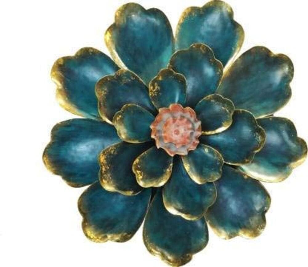 Decorative Blue Flower Distressed Wall Decor Metal Wall Art