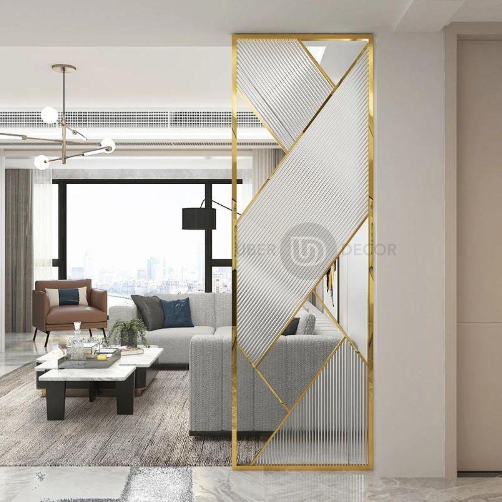 Luxe Geometric Room Divider Screen Room Partition - Custom Metal Partitions in Stainless Steel