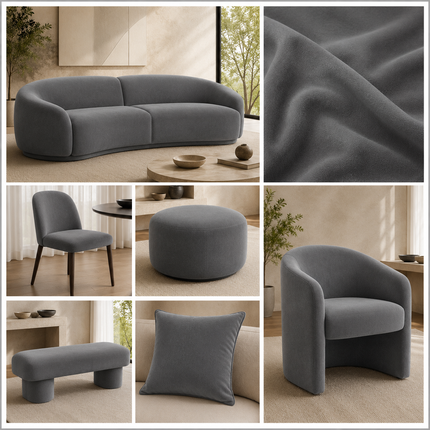 BELLA - Upholstery Fabric- Lead Gray