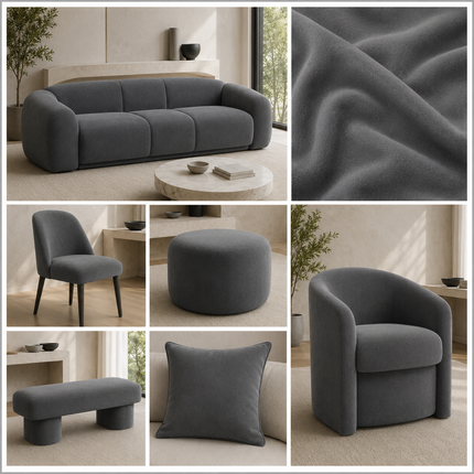 BELLA - Upholstery Fabric- Graphite Gray