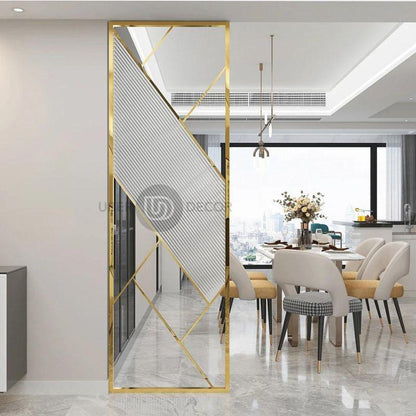 Luxe Geometric Room Divider Screen Room Partition - Custom Metal Partitions in Stainless Steel