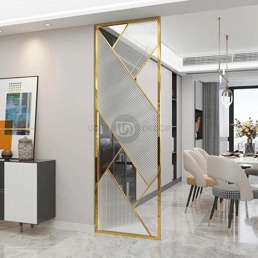 Luxe Geometric Room Divider Screen Room Partition - Custom Metal Partitions in Stainless Steel