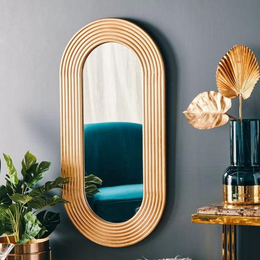 Wooden Wave Fluted Full-Length Mirror