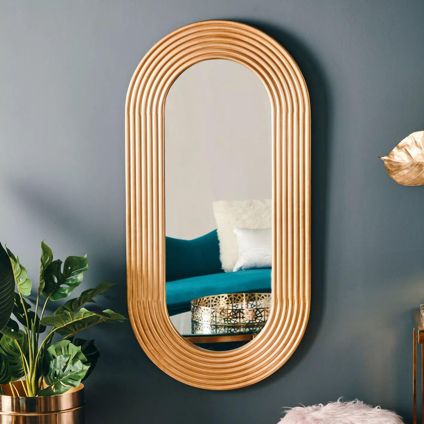 Wooden Wave Fluted Full-Length Mirror