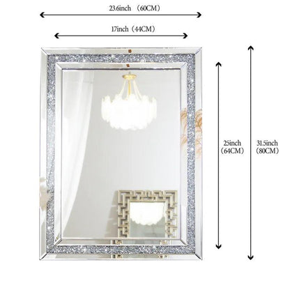 Athena's Opulence: Rectangular Crushed Glass Crystal Mirror for Console, Makeup or Bathroom