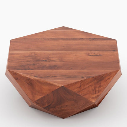 Liffey Coffee Table, Modern Geometric Sculptural Wooden Polygonal Center Table for Living Room