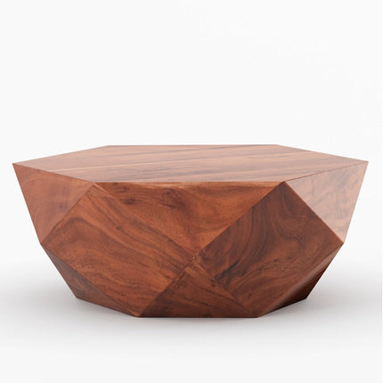 Liffey Coffee Table, Modern Geometric Sculptural Wooden Polygonal Center Table for Living Room