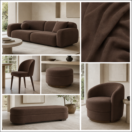 BELLA - Upholstery Fabric- Chocolate Brown