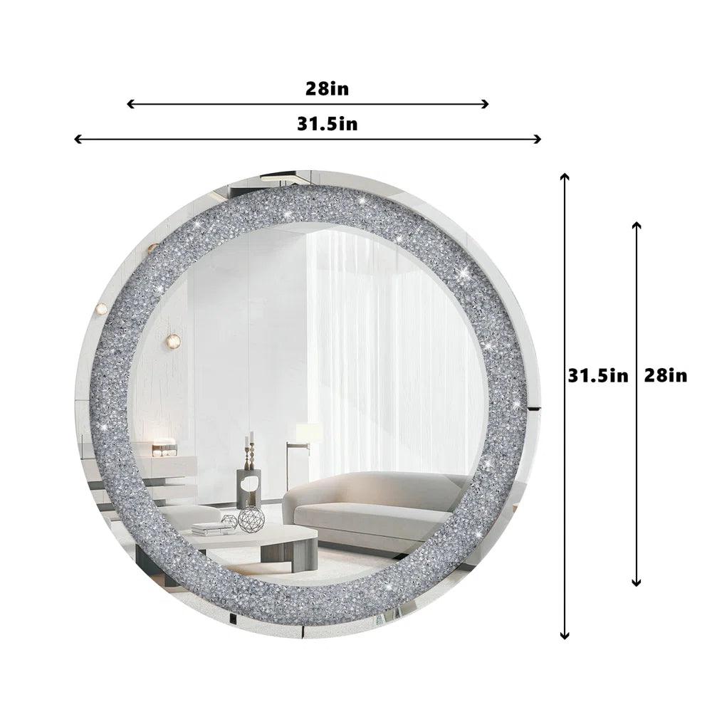 Apollo's Charm: Circular Crushed Glass Crystal Mirror