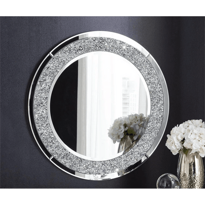 Apollo's Charm: Circular Crushed Glass Crystal Mirror