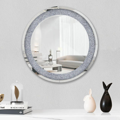 Apollo's Charm: Circular Crushed Glass Crystal Mirror