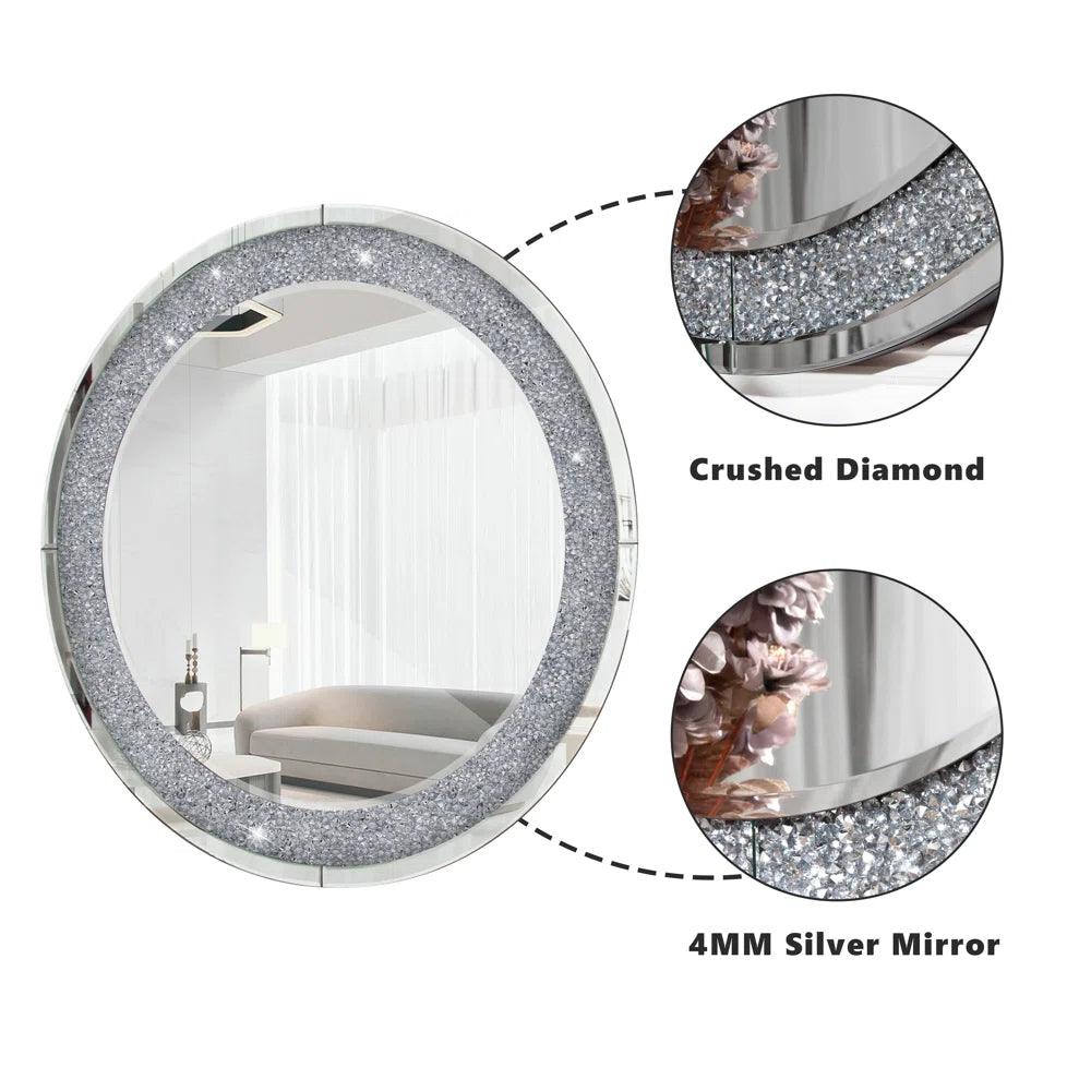 Apollo's Charm: Circular Crushed Glass Crystal Mirror