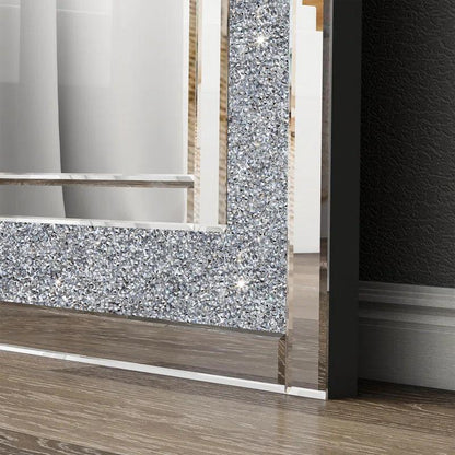 Zeus's Elegance: Full Length Arched Floor Standing Crushed Glass Crystal Mirror for Bedroom or Living Room