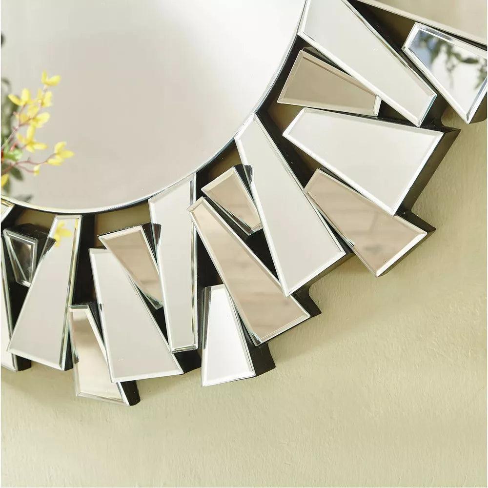 Electra's Splendor: Elegant Round Sunburst Decorative Mirror for Living or Dining Room