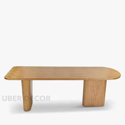 Elvon Dining Table Soft Edge Slab Design Mid Century Modern Scandinavian Inspired Solid Wood Dining Table for Dining Room