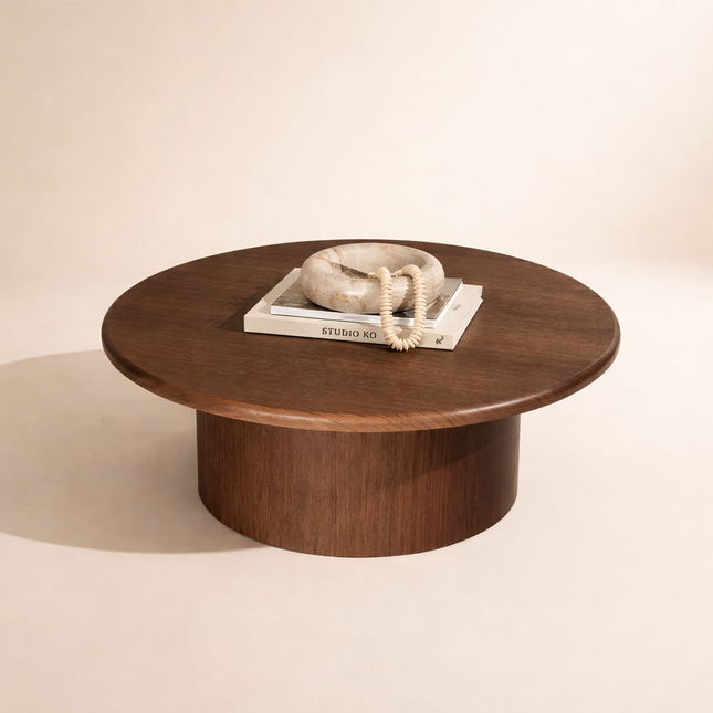 Marico Round Coffee Table Modern Contemporary Bauhaus Inspired Designer Center Table Custom Finish Minimalist Accent Table for Cozy Seating Area