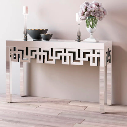 Vanguard Ethereal- Venetian Modern Luxury Crystal Diamond Mirrored Console Table for Entryway