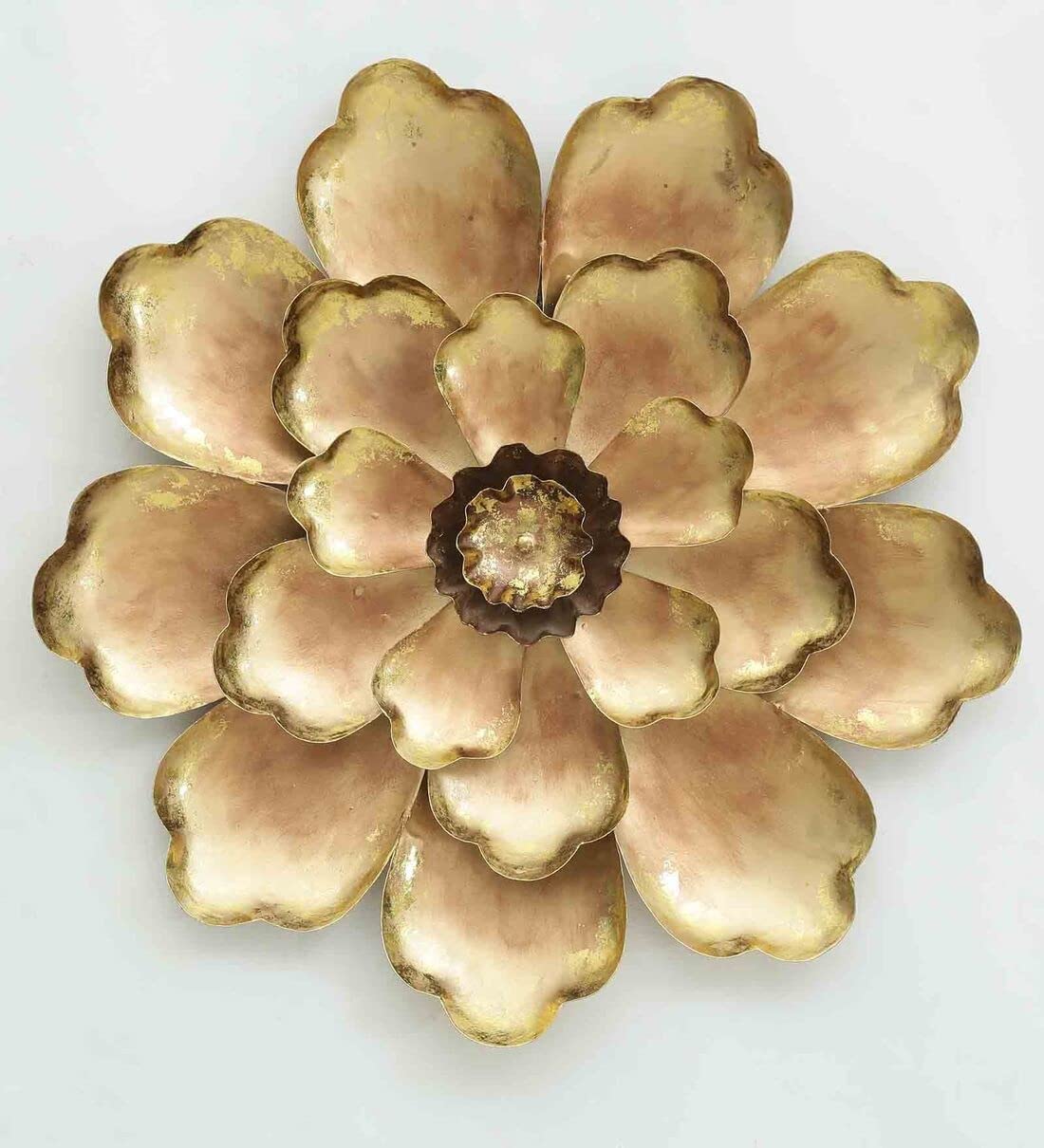 Decorative Golden Flower Distressed Wall Decor Metal Wall Art