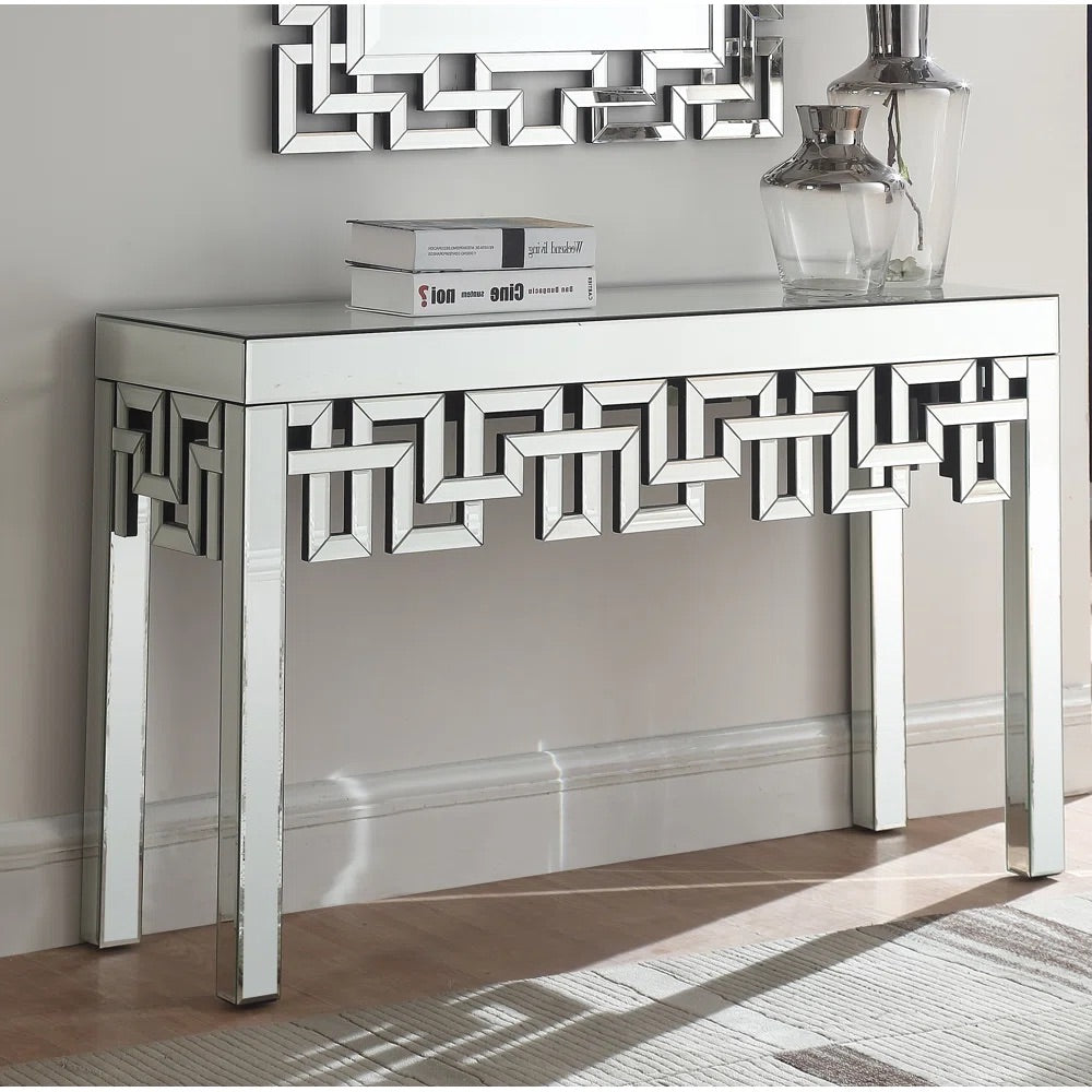 Vanguard Ethereal- Venetian Modern Luxury Crystal Diamond Mirrored Console Table for Entryway