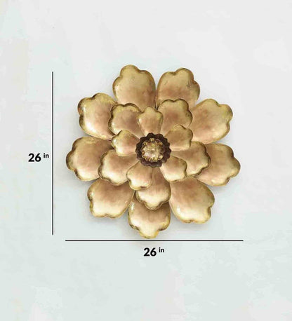 Decorative Golden Flower Distressed Wall Decor Metal Wall Art