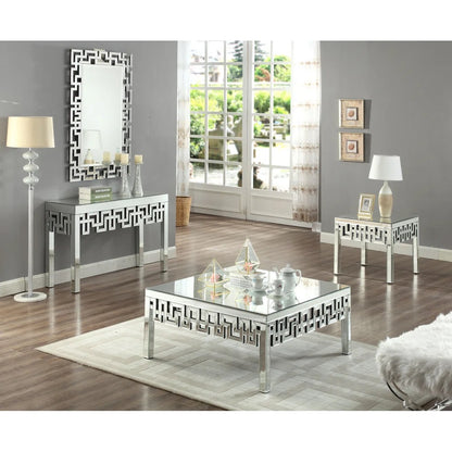 Vanguard Ethereal- Venetian Modern Luxury Crystal Diamond Mirrored Console Table for Entryway