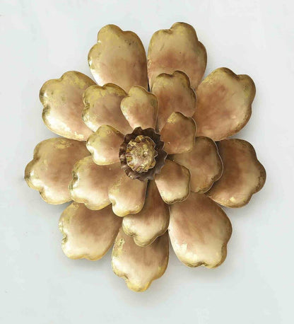 Decorative Golden Flower Distressed Wall Decor Metal Wall Art