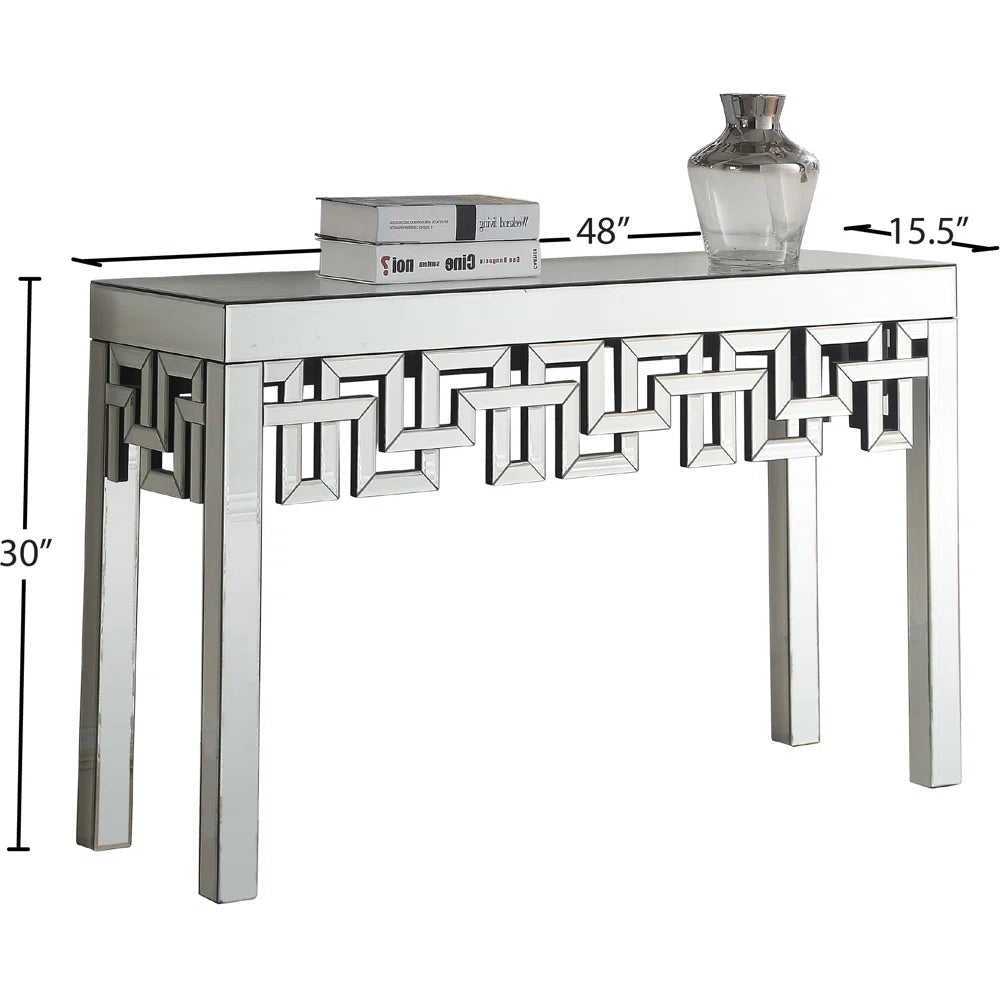 Vanguard Ethereal- Venetian Modern Luxury Crystal Diamond Mirrored Console Table for Entryway