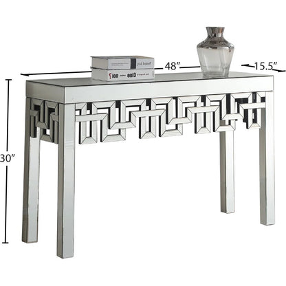 Vanguard Ethereal- Venetian Modern Luxury Crystal Diamond Mirrored Console Table for Entryway