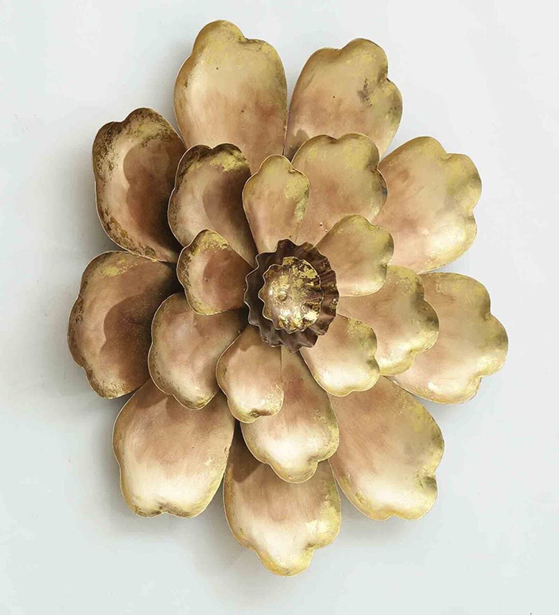 Decorative Golden Flower Distressed Wall Decor Metal Wall Art