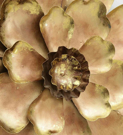 Decorative Golden Flower Distressed Wall Decor Metal Wall Art