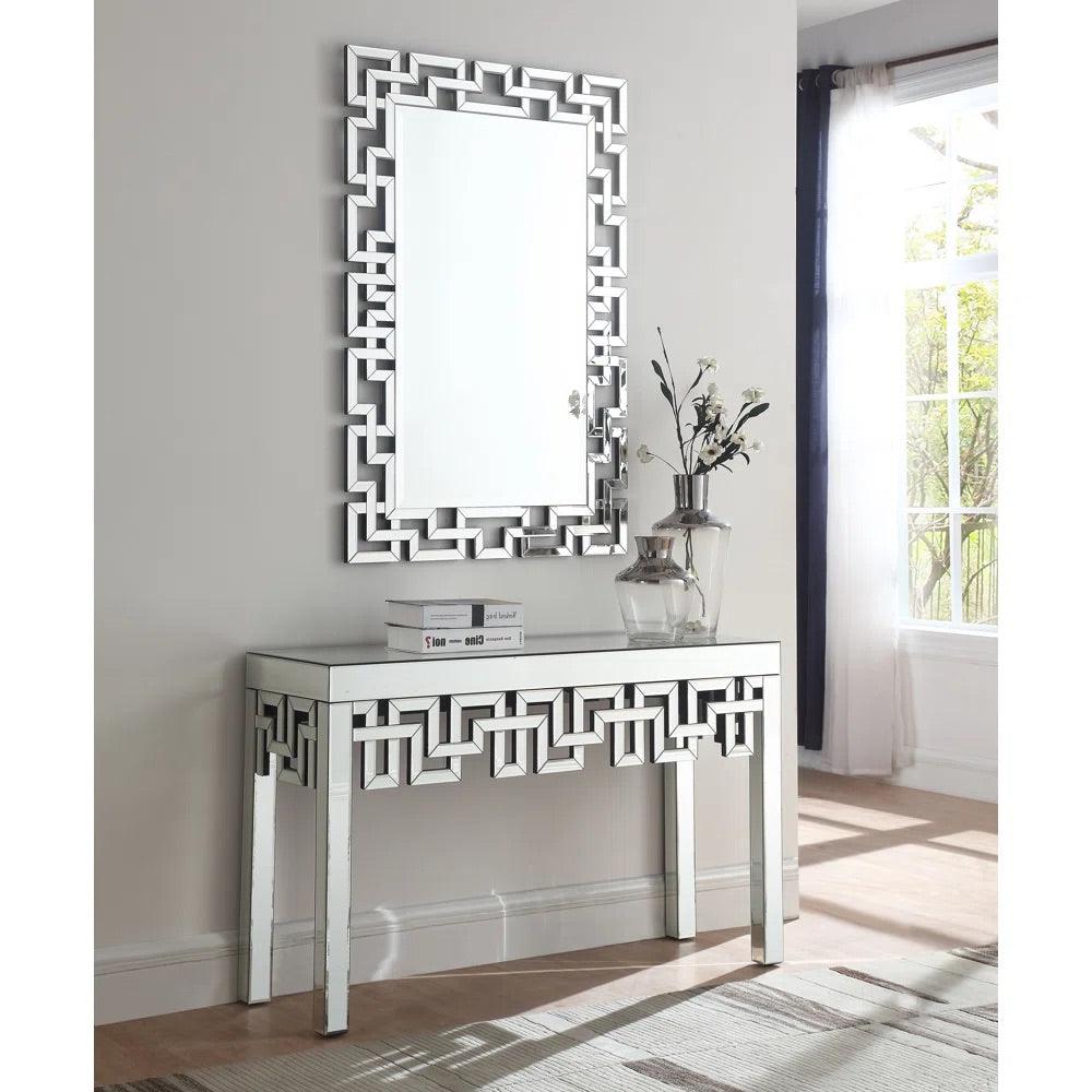 Vanguard Ethereal- Venetian Modern Luxury Crystal Diamond Mirrored Console Table for Entryway