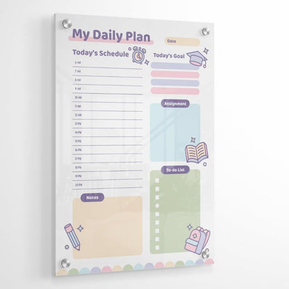 My Daily Plan Glass Writing Board- Printed Acrylic Wall Planner