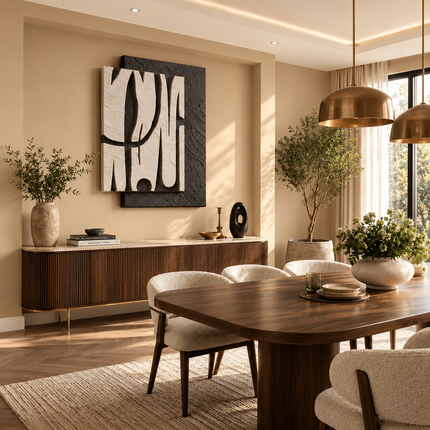 Layered Shadow Lines Japandi Wall Art – Geometric Relief for Lounge