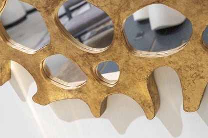 Poseidon's Reflection: Modern Unique luxurious Gold Leaf Decorative Entryway Console Mirror